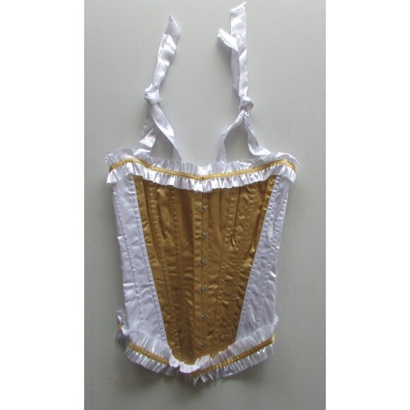 Gold White Ruffled Boned Corset - NEW - Picture 5 of 11